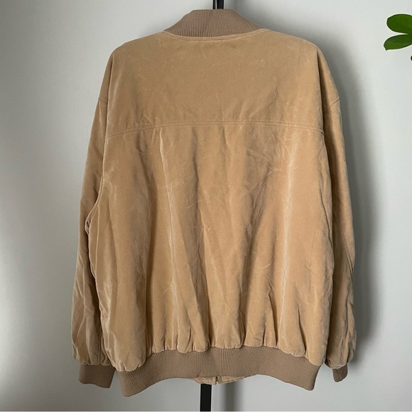 Vintage USA Bomber Jacket Tan By Oscar Sports USA Men’s Plus Size 2XL - Picture 2 of 9